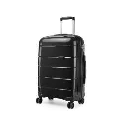 KONO Klein Koffer 55x40x20 Handgepäck Leicht Kabinentrolley Handgepäckkoffer Hartschale Reisekoffer mit 4 Rollen und TSA Schloss, Polypropylen Suitcase Rollkoffer (Schwarz, Koffer M (55cm - 38L)) von KONO