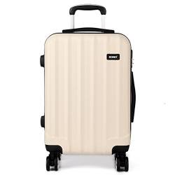 KONO Koffer Trolley Groß Hartschale ABS Reisekoffer Rollkoffer Suitcase (Beige, XL) von KONO