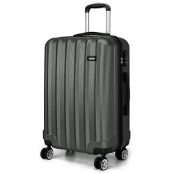 KONO Koffer Trolley Handgepäck Hartschale ABS Reisekoffer Rollkoffer Handgepäck Suitcase (Grau, M) von KONO