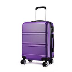 Kono Koffer Trolley Hartschale Handgepäck Zwillingsrollen Leichtgewicht ABS Kabinentrolley Reisekoffer Zahlenschloss 55cm (violett) von KONO
