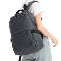 KONO Lässiger Tagesrucksack mit USB-Ladeanschluss, wasserdichter Reise-Laptop-Rucksack, leichter Schulrucksack, College-Rucksack für Arbeit, Einkaufen, Sport, passt für 15,6 Zoll Laptop(Grau) von KONO