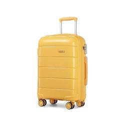 KONO Leichter Polypropylen Zwillingsrollen Koffer Trolley Reisekoffer mit TSA Schloß und YKK Reißverlüsse (Gelb, L (65cm - 66L)) von KONO