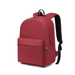 Schulrucksack College-Rucksack, leichte Schultasche, stilvoll, lässig, Tagesrucksack, College, Reisen, Arbeitstasche für Jungen und Mädchen, passend für 15,4-Zoll-Laptop (Rot) von KONO