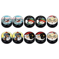 KOOBODY 5 Paar Weihnachten Acryl Plugs Tunnel Schrauben Schneemann Santa Dehnungslehren für Frauen Männer Big Gauge 6mm bis 30mm von KOOBODY