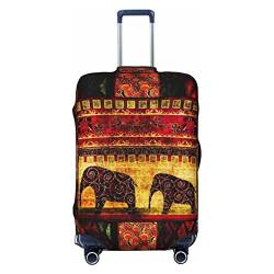 KOOLR Afrikanischer Elefant, Patchwork-Druck, elastisch, waschbar, Gepäckabdeckung, Kofferschutz für Reisen, Arbeit (45,7 - 81,3 cm Gepäck), Schwarz, Medium von KOOLR