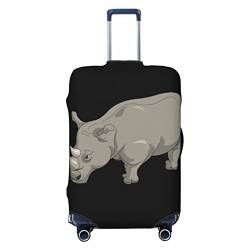 KOOLR Angry Rhino Druck Kofferhülle Elastisch Waschbar Gepäckabdeckung Kofferschutz für Reisen Arbeit (45,7 - 81,3 cm Gepäck), Schwarz, Large von KOOLR