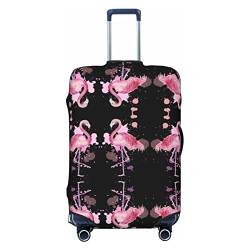 KOOLR Vintage Boho Flamingo Florals Print Kofferhülle Elastisch Waschbar Gepäckabdeckung Kofferschutz für Reisen Arbeit (45,7 - 81,3 cm Gepäck), Schwarz, X-Large von KOOLR