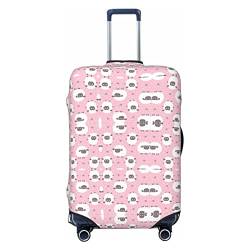 KOOLR Weißes Schaf auf rosa Hintergrund, bedruckt, elastisch, waschbar, Gepäckabdeckung, Kofferschutz für Reisen, Arbeit (45,7 - 81,3 cm Gepäck), Schwarz, X-Large von KOOLR