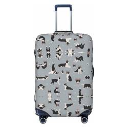 KOOLR Yoga Boston Terrier Druck Kofferhülle Elastisch Waschbar Gepäckabdeckung Kofferschutz für Reisen, Arbeit (45,7 - 81,3 cm Gepäck), Schwarz, Medium von KOOLR