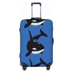 Killerwal, Delfin, Ozean, bedruckt, elastisch, waschbar, Gepäckabdeckung, Kofferschutz für Reisen, Arbeit (45,7 - 81,3 cm Gepäck), Schwarz, Small von KOOLR