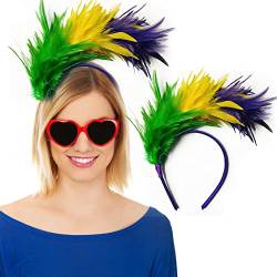 Gay Pride Accessories Women, Rainbow Feather Headband Halloween Christmas Party Carnival Headdress Headpiece, Vintage Hair Accessories Fancy Dress Costume Accessories for Adult (Yellow green purple) von KOOMAL