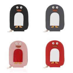 KOOMAL 4 Stück Frauen Pinguine PU Kreditkartenetui Wasserdicht Akkordeon Kartenetui Münzgeldbörse mit Reißverschluss für Reisen, siehe abbildung, 7x3x12cm/2.8x1.2x4.7in, Modern von KOOMAL