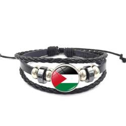 KOOMAL Palästina-Lederarmband, verstellbar, Palästina-Flagge, Schmuck, Geschenke für Frauen und Männer, Patriot-Geschenke, 2 Stück, Einstellbar, Leder von KOOMAL