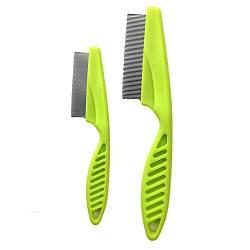 Pack of 2 Fine Teeth Dog Cat Flea Comb, Stainless Steel Lice Comb Dust Comb for Long & Short Hair Pets, Skin Friendly (Green) von KOOMAL