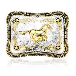 KOORASY Western Cowboy Pferd Gürtelschnalle für Männer, Große Gürtelschnallen Goldene Pferd Gürtelschnallen, Große Pferd Gürtelschnalle, silber, Large von KOORASY