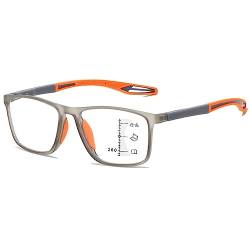 KOOSUFA Gleitsichtbrille Progressive Multifokus Anti-Blaulicht Lesebrille Herren Damen Ultraleicht TR90 Rahmen Federscharnier Computerbrille Gleitsicht Arbeits Lesehilfe Grau Orange 2.0 von KOOSUFA