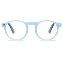 KOOSUFA Lesebrille Herren Damen Retro Runde Nerdbrille Lesehilfen Sehhilfe Federscharniere Vollrandbrille Anti Müdigkeit Brille mit Stärke 1.0 1.5 2.0 2.5 3.0 3.5 4.0 (Blau, 2.0) von KOOSUFA