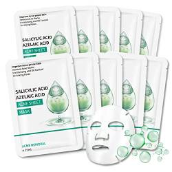 KORAL Gesichtsmaske mit Salicylsäure (10 Stück x 25 ml) mit Acetaiksäure, Hautpflege und feuchtigkeitsspendend, vegane Skincare mit koreanischen Formeln mit Wirkstoffen, Unisex-Gesichtsmaske von KORAL