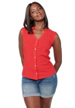 Koroshi Damen-Bluse aus Baumwolle, mit Reißverschluss vorne, mit Knöpfen, Rot, Rot, rot, Large von KOROSHI MANIAKS GRAPHIC DESIGN TM