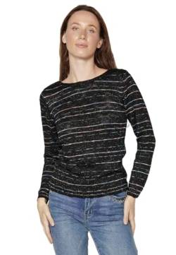 Koroshi Damen-Pullover, langärmelig, mit durchbrochenen Details, Schwarz, Größe M, Schwarz , M von KOROSHI MANIAKS GRAPHIC DESIGN TM