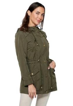 Koroshi Langärmlige Parka-Jacke mit Reißverschluss und Kapuze mit Taschen in Khaki für Damen, Khaki, grün, XX-Large von Koroshi