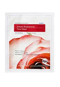 KORRES APOTHECARY WILD ROSE vegane Tuch-Maske, für strahlende Haut mit Sofort-Effekt, Sheet mask gegen müde, fahle Haut & erste Falten, 100% biologisch abbaubar, 20 ml von KORRES