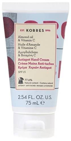 KORRES Almond Oil & Vitamin C Handcreme, Anti-Spot, mit SPF15, Handpflege mit Mandelöl & Sonnenschutz, silikon- & parabenfrei, 75 ml von KORRES