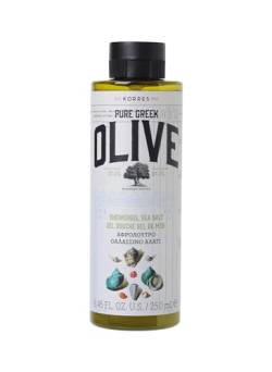 KORRES Olive Sea Salt feuchtigkeitsspendendes Duschgel für geschmeidige Haut, mit extra nativem Olivenöl, vegan, 250 ml von KORRES