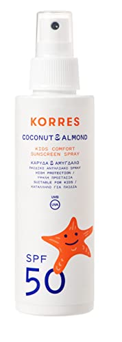 KORRES Sonnenspray Coconut & Almond LSF 50, Sonnenschutz für Kinder, mit Sheabutter & Süßmandelöl, frei von OMC & Octocrylen, für sensible Haut geeignet, 150 ml von KORRES