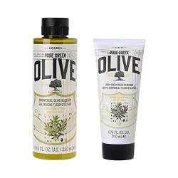 Korres Olive & Olive Blossom Körpermilch,1er Pack (1 x 200 ml) & Olive und Olive Blossom Duschgel, 1er Pack (1 x 250 ml) von KORRES