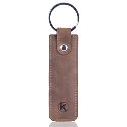 KORUTA® Schlüsselanhänger Leder in Braun Vintage I Langlebiges Premium Schlüsselband aus echtem Leder für Damen & Herren mit edler Geschenkbox I Echtleder Anhänger von KORUTA
