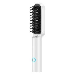 KOSDFOGE Hot Comb, Kabelloser Haarglätter, Tragbarer Haarglätter Hot Comb Haarglätter Für Frauen, USB Wiederaufladbar.(Weiß) von KOSDFOGE