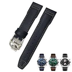 KOSSMA Uhrenarmband aus Rindsleder, 20 mm, 21 mm, geeignet für IWC-Pilotenuhren, Portugieser-Armbänder Mark 18, weiches blaues Armband, 20 mm, Achat von KOSSMA