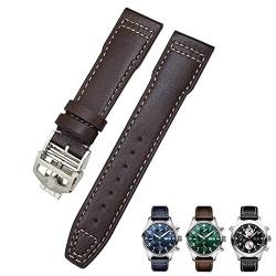 KOSSMA Uhrenarmband aus Rindsleder, 20 mm, 21 mm, geeignet für IWC-Pilotenuhren, Portugieser-Armbänder Mark 18, weiches blaues Armband, 21 mm, Achat von KOSSMA