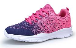 KOUDYEN Laufschuhe Atmungsaktiv Turnschuhe Schnürer Sportschuhe Sneaker für Herren Damen, 36 EU, Pink Blau von KOUDYEN