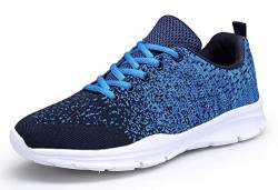 KOUDYEN Laufschuhe Atmungsaktiv Turnschuhe Schnürer Sportschuhe Sneaker für Herren Damen, 41 EU, Blau von KOUDYEN