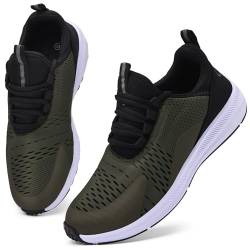 KOUDYEN Turnschuhe Herren Damen Laufschuhe Schnürer Turnschuhe Sportschuhe Atmungsaktiv Sneaker XZ489-ArmyGreen-EU46 von KOUDYEN