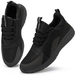 KOUDYEN Turnschuhe Herren Damen Laufschuhe Schnürer Turnschuhe Sportschuhe Atmungsaktiv Sneaker XZ489-Black-EU38 von KOUDYEN