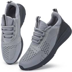 KOUDYEN Turnschuhe Herren Damen Laufschuhe Schnürer Turnschuhe Sportschuhe Atmungsaktiv Sneaker XZ489-Grey-EU45 von KOUDYEN