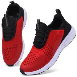 KOUDYEN Turnschuhe Herren Damen Laufschuhe Schnürer Turnschuhe Sportschuhe Atmungsaktiv Sneaker XZ489-Red-EU46 von KOUDYEN