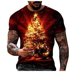 KOUYA 2022 Weihnachten Xma Weihnachts T-Shirt Herren &Damen Ugly Christmas Männer & Frauen Weihnachte Tshirt Motiv Geschenk Lustiges Rentier Weihnachtsmann Pajama Party O Neck T-Shirt von KOUYA