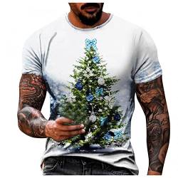 KOUYA 2022 Weihnachten Xma Weihnachts T-Shirt Herren &Damen Ugly Christmas Männer & Frauen Weihnachte Tshirt Motiv Geschenk Lustiges Rentier Weihnachtsmann Pajama Party O Neck T-Shirt von KOUYA