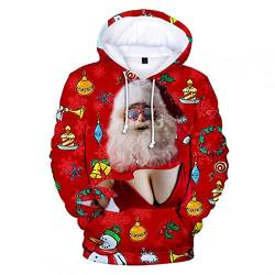 KOUYA Herren Weihnachtskostüm Weihnachtsmann Santa und Elfen Kostüm Männer Langarm Weihnachten 3D Sweatshirt Mottoparty Karneval Weihnachtswichtel Mit KapuzeT-Shirts von KOUYA
