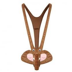 KOUYA Weihnachten Unterhose Herren Strings Thong Tanga G-String Reindeer Bikini Männer Body Lustig Slips Kostüm Funny Wrestling Singlet Bodysuit Geschenkidee, Braun, Einheitsgröße von KOUYA