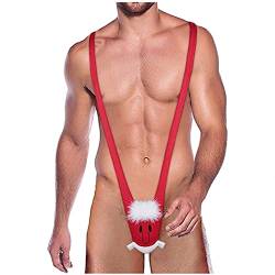 KOUYA Weihnachten Unterhose Herren Strings Thong Tanga G-String Reindeer Bikini Männer Body Lustig Unterwäsche Chrismas Bikini Slips Kostüm Funny Wrestling Singlet Bodysuit Weihnachts Geschenkidee von KOUYA