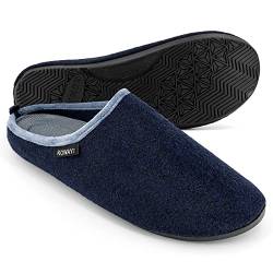 KOWAYI Filzpantoffeln Herren Damen,Hausschuhe Herren,Hausschuhe Damen,Winter Warme Rutschfester Gummisohle Leichte Filz Pantoffeln Unisex Hüttenschuhe Navy Blau 38/39 von KOWAYI