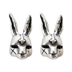 Creative S925 Sterling Silber Niedliche Hase Vintage Ohrstecker Persönlichkeit Schmuck für Mädchen Ohrringe für drei Löcher (Silber, Einheitsgröße) von KPILP