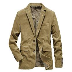 KPILP Loose Fit Herren Vintage Retro Anzugjacke mit Zwei Knopf Freizeit Männer Sakkos Blazer Cord Mantel Winter Warm Leichtes Outwear Revers und Tasche von KPILP