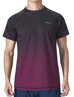 Herren-Bade-Shirt, kurzärmelig, schnelltrocknend, LSF 50+, Sonnenschutz, Rashguard, Strand, Angeln, T-Shirts von KPSUN