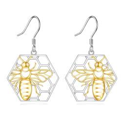 Bienen Ohrringe für Damen Sterling Silber Bienen Schmuck Bienen Stock Ohrringe Geschenk für Damen Mädchen (Bienen Ohrringe) von KQF